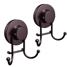 HOME SO Suction Cup Hooks for Shower, Bathroom, Kitchen, Glass Door, Mirror, Tile – Loofah, Towel, Coat, Bath Robe Hook Holder for Hanging up to 15 lbs – Rustproof Bronze Stainless Steel (2-Pack)