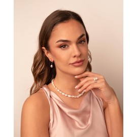 Secret & You Cultured Freshwater Baroque Keshi Pearl Necklace 43cm Long Baroque Keshi Pearls with a Knot Between Each Pearl - Sterling Silver and Stainless Steel, Pearl Stainless Steel, Pearl