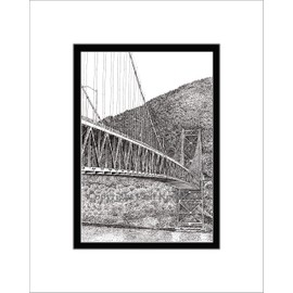 Bear Mountain Bridge, Limited Edition, Matted Pen and Ink Print