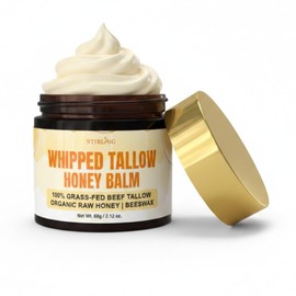 STIRLING Whipped Tallow Balm with Honey 2oz Natural Moisturizer for Dry Skin, Organic Honey, Shea Butter, Beeswax, Jojoba Oil & Vitamin E for Healthy, Glowing Skin