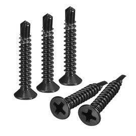 uxcell #7 x 1 Sheet Metal Screws, 100pcs Black Oxide 410 Stainless Steel Flat Head Phillips Drive Self Drilling Screws