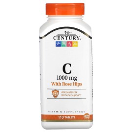 21st Century Vitamin C 1000 mg with Rose Hips 110 Caplets Immune Support