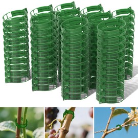 100 PCS Plant Support Clips, Reusable Garden Clips Secured Plastic Plant Clips for Climbing Plants, Tomato Clips for String Trellis Outdoor Indoor Plant Flowers Stem Vine Fixing Clips (Green)