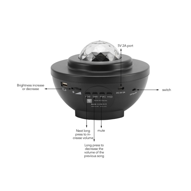 Star Projector Remote Control with Bluetooth Music Speaker USB Powered