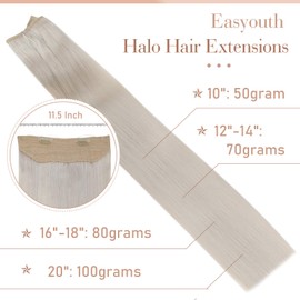 Easyouth Wire Hair Extensions Secret Fish Line Hair Extension Color White Platinum Blonde Hair Secret Band Extensions Layered Hairpieces 18Inch 80g Blonde Human Hair Wire Extensions