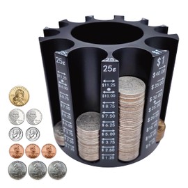 CO5IN1 Coin Sorter Pen Holder Change Counter Pencil Holder as Desk Organizer, Coin Counter Machine Change holder Store 540pcs, Coin Organizer Coin Wrappers Coin Bank, Easy to Use & Accurate as a Gift