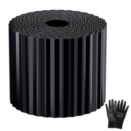 Velway Corrugated Metal Garden Edging - 6" H x 40Ft Sturdy Landscape Edging Border for Lawn, Flower Bed, Paver Edging and Garden Fence - Black