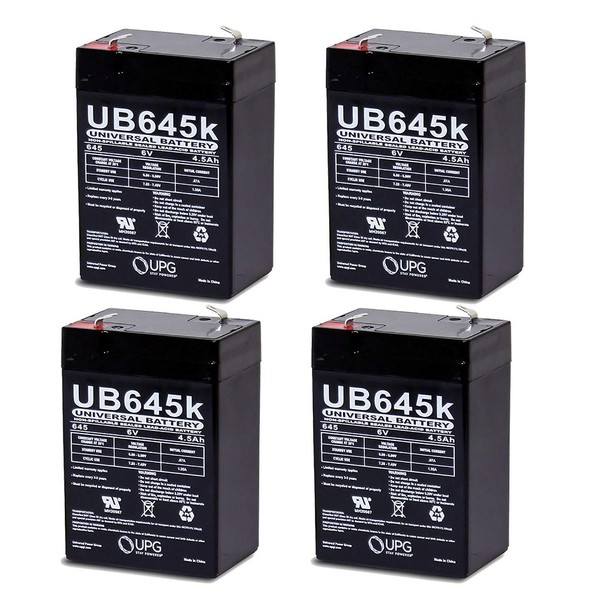 Universal Power Group 6V 4.5AH Replacement for GS Rechargeable Lead-Acid Battery PE6V4.5-4 Pack