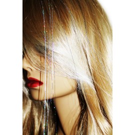 20" Hair Tinsel 300 Strands Three Amazing Colors (Sparkling Silver, Sparkling Gold, Shiny Green)