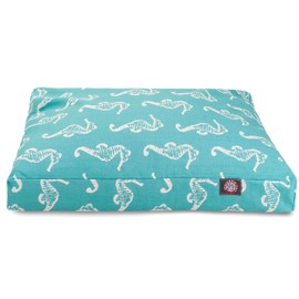 Teal Sea Horse Large Rectangle Indoor Outdoor Pet Dog Bed With Removable Washable Cover By Majestic Pet Products