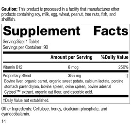 Standard Process Inc. Standard Process Cataplex B12 - Vitamin B12 Supplement Supports Blood Health, Folic Acid Metabolism, and General Health with Oat Flour and More - 90 Tablets