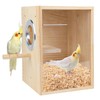 GINDOOR Parakeet Nesting Box Transparent Design, Natural Wood Bird Nest