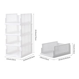 Pull-out Plastic Storage Basket,Stackable Closet Organizers Drawer Anti-Tipping, Reinforced Stable Shelf Container for Storage, Space-Saving Clothes Storage (white, Large-4pcs)