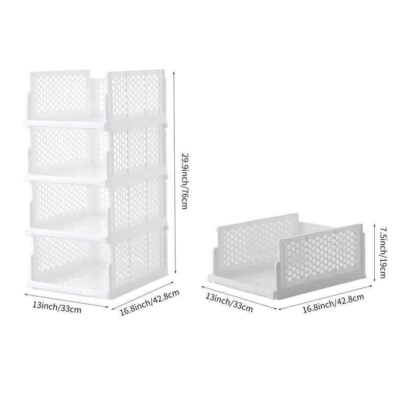 Pull-out Plastic Storage Basket,Stackable Closet Organizers Drawer Anti-Tipping, Reinforced Stable