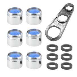 Chedin M18/M20/M22/M24/M28 Strahlregler Mischdse Luftsprudler, 7-teiliges Set Wasserhahn Bubbler, Mischpatrone Armaturensieb, Honeycomb Auslauf des Wasserhahns verchromt - Au?engewinde (M18*6+Schlssel)