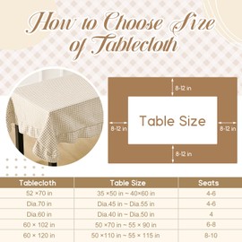 Mindsoft Plaid Ruffled Table Cloth Cotton Linen Fabric Checkered Gingham Tablecloth Farmhouse Vintage Buffalo Plaid Decorative Table Cover for Dining Room Party(60 x 84 Inches,Light Brown)