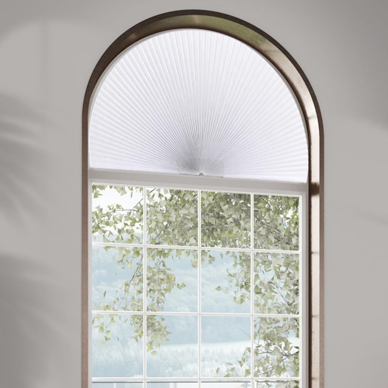 OUDUCK Arch Window Shades Blackout Half Circle Cellular Shades, Pleated