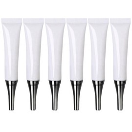 6Pcs 15ml/0.5oz White Plastic Soft Squeeze Tubes with Silver Cap Empty Refillable Eye Cream Tube Bottle Small Cosmetic Container Jars Dispenser Makeup Accessories for Eyecream Lip Balm Gloss