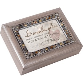 Cottage Garden Granddaughter You Put a Smile Brushed Pewter Jewelry Music Box Plays You Light Up My Life
