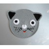 Two Cat Pot Holders Black and Grey Crocheted
