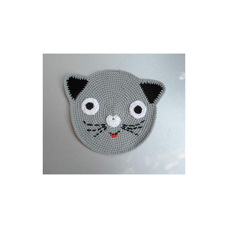 Two Cat Pot Holders Black and Grey Crocheted