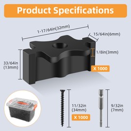 1000 Pack Hidden Deck Fasteners for Composite Decking Board, Composite Decking Clips with Metal Deck Screws, Universal Composite Hideaway Fasteners Plastic Clips for Deck Boards