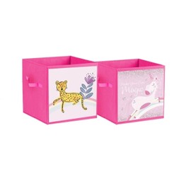 RSW DE-CLUTTER GIRLS STORAGE CUBE 26 X 26 X 26 CM Set of 2 ASST PINK UNICORN