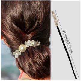 2 Pieces Flower Pearl Donut Hair Bun Maker, Hair Bun Maker Twist Headband, Deft Hair Twist Bun Shaper, Magic Hair Buns, Donut Bun Maker, Lazy Hairstyle Accessories for Women Girls
