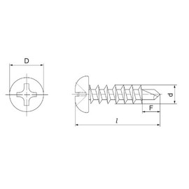 Osato Drill Screws, Pot Head, 0.1 inch (3.5 mm) x Length 1.0 inches (25 mm), Pack of 100 (545-200)