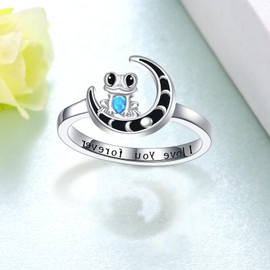 Cujiesp Frog Rings 925 Sterling Silver Moon Jewelry Frog Gift Frog Jewelry for Women Birthday Gift