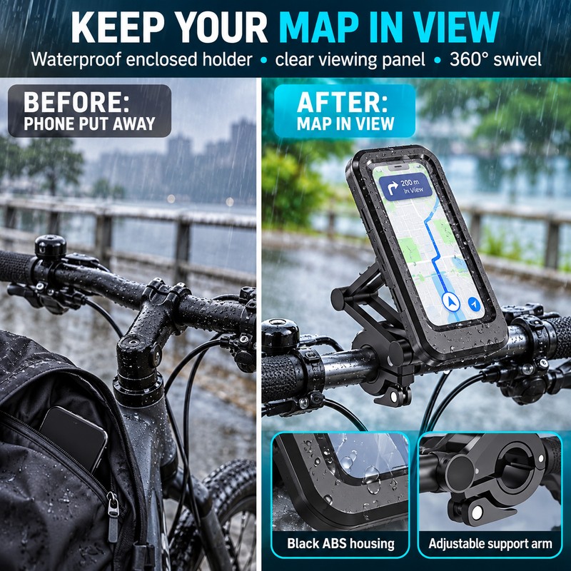 Waterproof Phone Holder with 360 Degree Rotation Adjustable Anti Shock