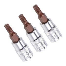 TA-VIGOR 3Pcs Torx Bit Socket, 1/4" Drive x T15 CR-V Key Socket, Premium S2 Steel Bits, Torx Bit with 38mm Length for Ratchet Wrench, Torque Wrench, Slide Bar, Impact Power Drills