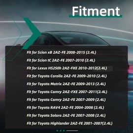 Head Gasket Set with Bolts for Toyota Camry Corolla RAV4 Solara Highlander Matrix for xB tC for HS250h 2004 2005 2006 2007 2008 2009 2010 2011 2012 2013 2014 2015 2.4L 2AZFE OE# HS26323PT ES72249-2