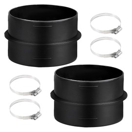 2 x 75 mm connector, round duct pipe, connecting piece ventilation pipe with 4 stainless steel hose clamps, auxiliary heating accessories, plastic pipe connector for heating or cooling applications