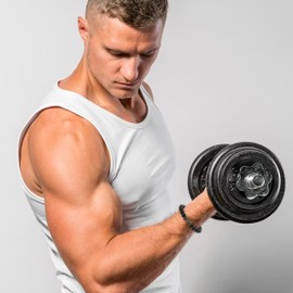 Dumbbell Bracelet for Men Gym Bracelet Weighted Bracelet Adjustable Natural Stone Beads Bracelet Fitness Barbell Jewelry for Men (2PCS Dumbbell Bracelet)