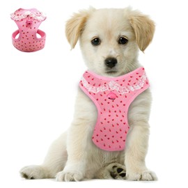 Bark Lover Pink Dog Harness for Small Dogs–No Pull Girl Dog Harness,Step-in Adjustable Puppy Harness for Cats & Small Breeds–Cute Soft Breathable Dog Vest Harness Lightweight & Comfortable(S Pink)