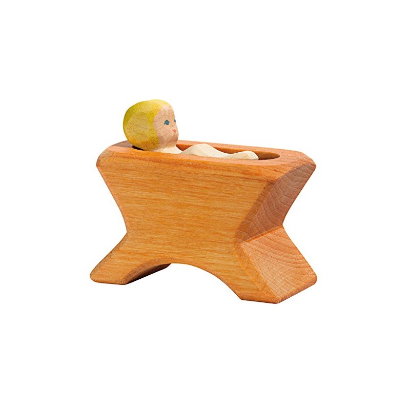 Ostheimer 40403 Krippe mit Kind Holz 2 teilig Höhe 4,5cm