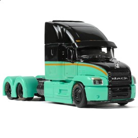 Risopen Semi Truck Toy, 1/64 Scale Alloy Metal Diecast Heavy Semi Truck Trailer Head Toy Model, Mack Anthem Diecast Tow Traktor Toy Gift for Boy Adult Model Car Collector -Green and Black