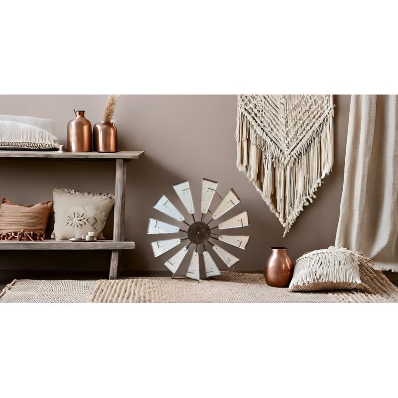 Nightclawing Rustic Metal Windmill Wall Decor, 36 x 36 inches,