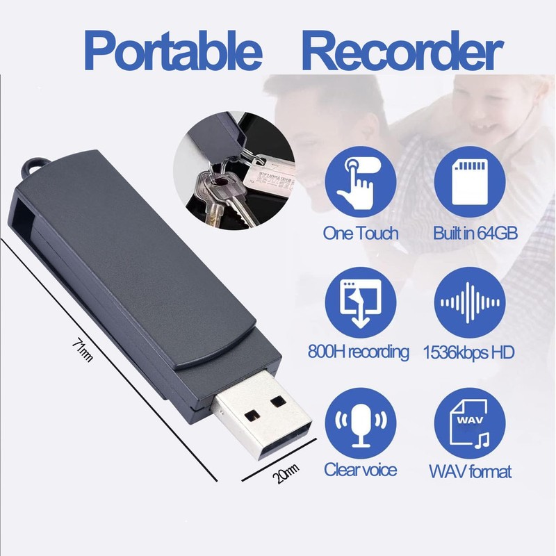 Digital Voice Recorder, 64GB Voice Recorder for Lectures - USB