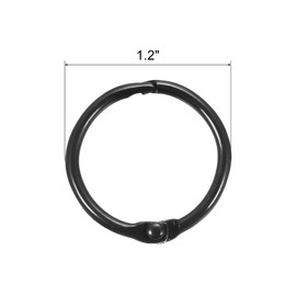 sourcing map Loose-Leaf Binder Rings, 30mm/ 1.2 inch Metal Book Ring Key Holder for Home, Office Supplies, Black, 24Pack