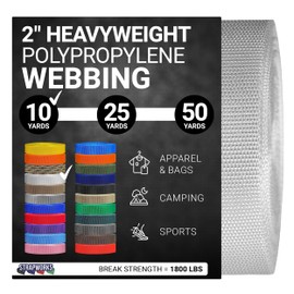 Strapworks Heavyweight Polypropylene Webbing - Heavy Duty Poly Strapping for Outdoor DIY Gear Repair, 2 Inch x 10 Yards - White