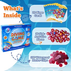 teytoy Pool Diving Game Toys, Animal Theme Underwater Seek and Find Game Set, Summer Fun Swiming Pool Toys for Kids Ages 6-12, Includes 30 Sinking Numbers&100 Marker Chips&20 Waterproof Play Cards