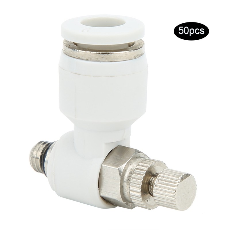 50Pcs Air Flow Control Valve Pneumatic White Adjustment Durable Quick