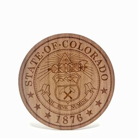 COLORADO STATE SEAL Wood Veneer Sticker | 3" Cherrywood Engraved Art - Unique Adhesive Decal for Laptops, Water Bottles, and More - Great Holiday Gift Idea for Rocky Mountain Natives