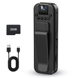 HKFUG Mini Body Camera 1080P HD Small Video Recorder Built-in 32GB Memory Card Portable BodyCam with Night Vision Police Wearable Camcorder for Indoor, Outdoor, Traveling, Law Enforcement, Sport