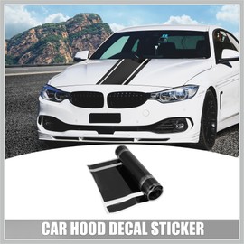 RATCHROLL 11.81"x70.87" Car Hood Stripe Pattern Sticker Auto Exterior Decal Decoration for Car Hood Roof Trunk Skirt Bumper Black Replacement Car Parts
