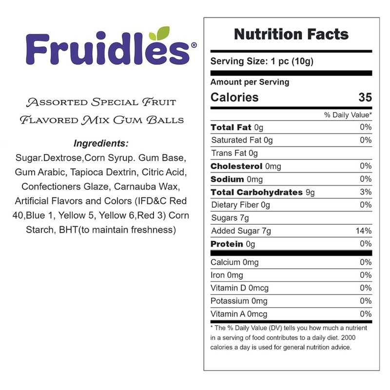 Fruidles Assorted Special Fruit Flavored Mix Gum Balls, Candy Buffet