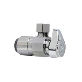 BrassCraft 1/2 in. Nom Push Connect Inlet x 3/8 in. OD Comp Outlet 1/4-Turn Angle Stop