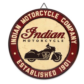Indian Motorcycle Company Round Metal Sign - Vintage Indian Motorcycle Company Sign for Garage, Shop or Man Cave